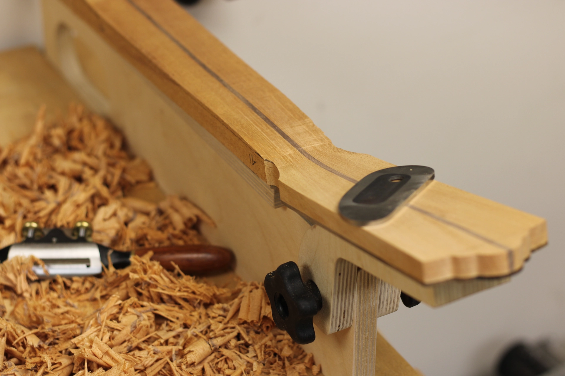 Spokeshave and Scraper to thickness the Headstock