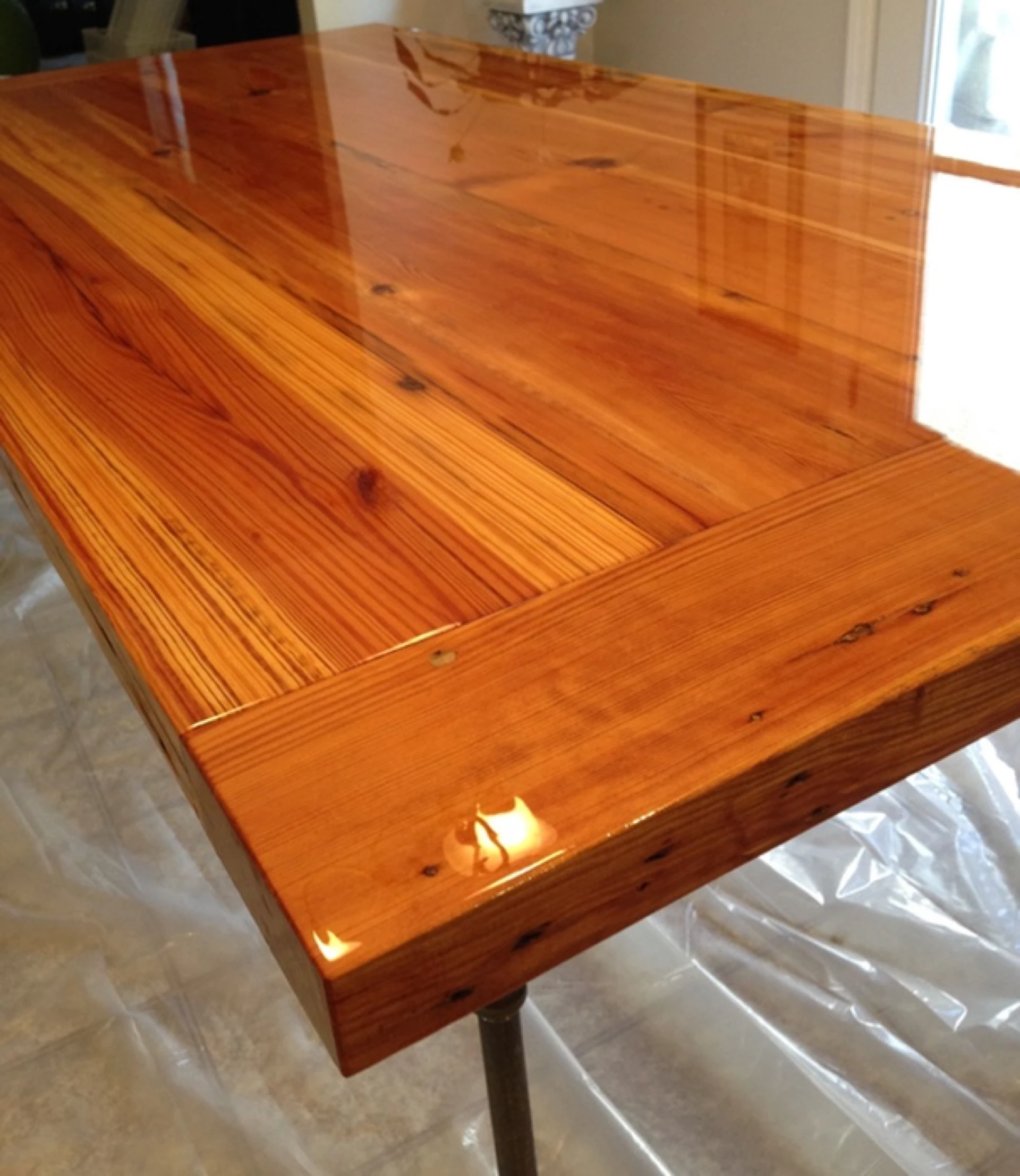 Pine table with epoxy finish